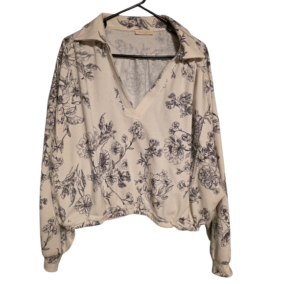 ILLA ILLA Floral Cropped Sweatshirt Lightweight Size Large - Picture 2 of 5